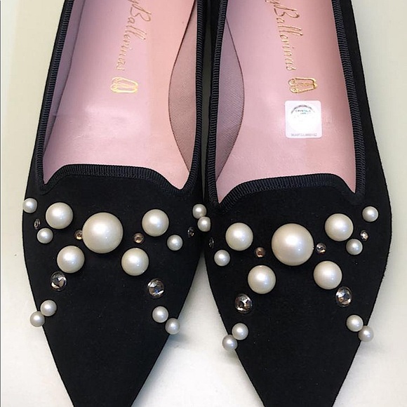 PRETTY BALLERINAS Swarovski crystals, black leather, new - Picture 2 of 5